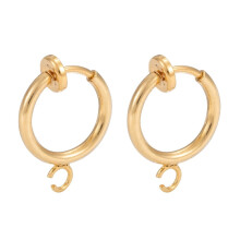10pc Brass Clip-on Hoop Earring Findings for Non-pierced Ears Lead Free & Cadmium Free Real 18K Gold Plated 15.5x11x1.5~4.5mm Hole: 1.5mm