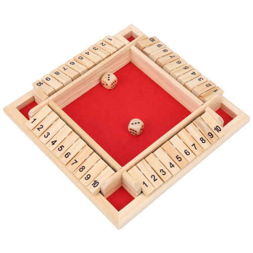 Κλασικό επιτραπέζιο παιχνίδι Shut The Box, παιχνίδι με ξύλινα ζάρια για τέσσερις 2