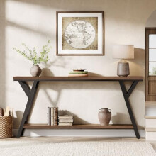 Tribesigns 70.9-Inch Narrow Long Entryway Console Table, Industrial Sofa Table Behind Couch with 2-Tier Storage Shelf for Hallway, Living Room,