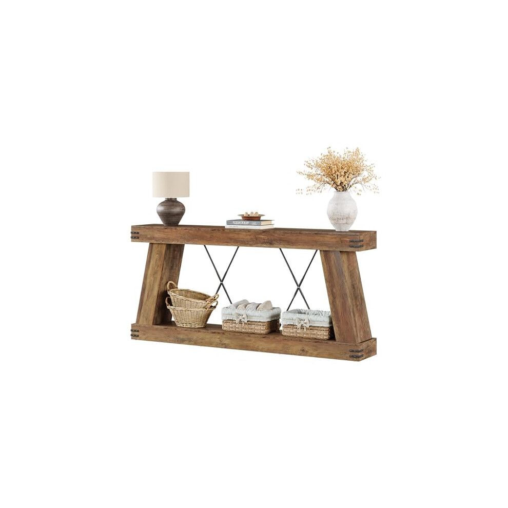 Tribesigns 70.9" Farmhouse Console Table, Long Sofa Table Behind Couch With Storage, Narrow Wooden Console Station, Industrial Rustic Entryway