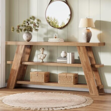 Tribesigns 70.9" Extra Long Console Table with Storage, 3-Tier Narrow Wooden Sofa Table Behind The Couch, Farmhouse Entry Foyer Table for Entryway,