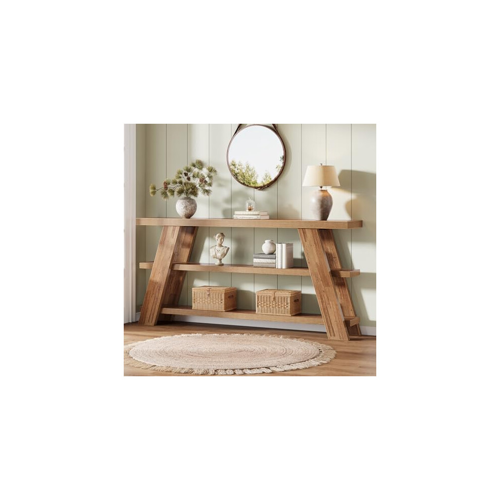 Tribesigns 70.9" Extra Long Console Table With Storage, 3-Tier Narrow Wooden Sofa Table Behind The Couch, Farmhouse Entry Foyer Table For Entryway,