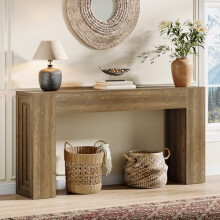 Tribesigns 63-Inch Long Console Table, Farmhouse Narrow Sofa Table Behind The Couch for Living Room, Entryway, Hallway, Foyer, Natural Brown
