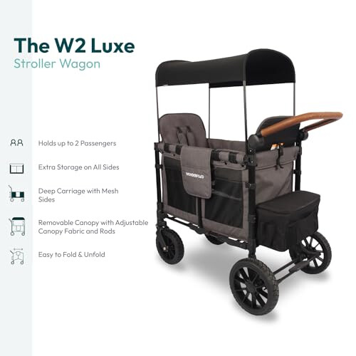 WonderFold W2 Luxe Stroller Wagon Charcoal Grey 2