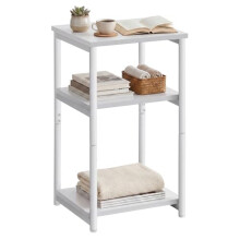 VASAGLE Sofa Side Table, 3-Tier End Table, Bedside Table with Steel Frame, for Living Room, Bedroom, Home Office, Industrial Style, Classic White