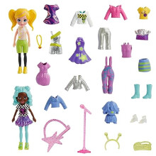 Polly Pocket Magic Mermaids Surprise Element Fashion Playset Includes Two Dolls and 25 Fashion Pieces for Girls Ages 4 and Up