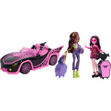 Monster High Eeekend Getaway Playset with Draculaura & Clawdeen Wolf Dolls, Vehicle & 20+ Accessories