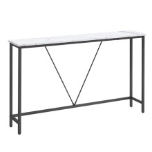 VASAGLE Console Table for Hallway, Slim Sofa Table for Living Room, Hallway Table, Easy Assembly, Marble White and Ink Black LNT020W01