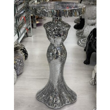 Touch of Vogue TOVÂ Silver Mirrored Side Table Modern Plant Stands Bed Side Sparkle End Romany Pearl