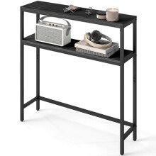 VASAGLE ULNT130B22V1 Console Table, 2-Tier Narrow Sofa Table with 2 Shelves, 20 x 90 x 80 cm, for Living Room, Hallway, Entrance, Anthracite Grey and