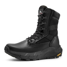 NORTIV 8 Men's Breathable Tactical Military Work Boots Side Zipper Leather Lightweight Hiking Motorcycle Combat Boots 8 Inches Recon,Size