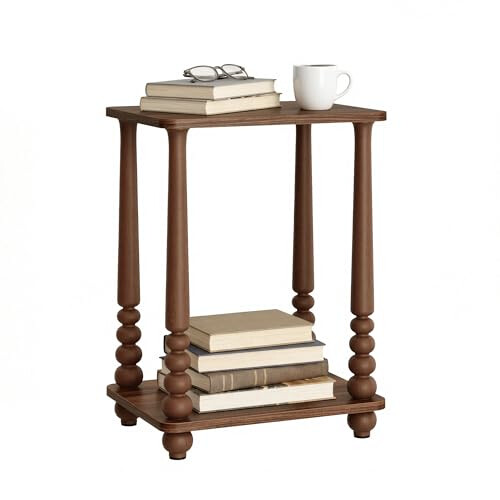 VASAGLE VASAGLE Mariel Collection - Side Table, Accent Nightstand for Small Spaces, Rectangular End Table with Shelf, Solid Wood Legs, Mid-Century Modern,
