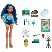Monster High Self-Scare Secrets Cleo De Nile Doll and Accessories Set with 13 Realistic Surprises like Pottery Set and Makeup, JMG74