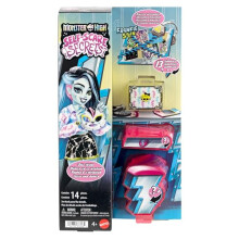 Monster High Self-Scare Secrets Frankie Stein Doll and Accessories Set with 13 Realistic Surprises like Hair Dye Kit and Gaming Console, JMG73