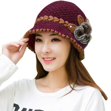 Fashion Women Winter Warm Crochet Knitted Flowers Decorated Ears Hat Hot