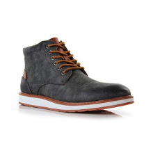 Ferro Aldo Birt MFA506027 Mens Memory Foam Casual Mid-Top Sneaker Desert Vegan Leather Chukka Boots black Size: 5.5 UK
