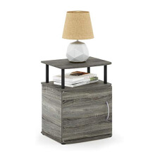 Furinno JAYA Side Table, End Table with Door Cabinet, Night Stand, Bedside Table, for Living Room, Bedroom, French Oak