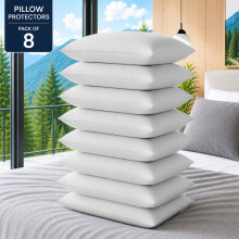(Pack of 8, White) Pillow Protectors 50x75cm - 100% Microfiber Pillowcovers- Washable & Anti Allergic Designed for All Pillows