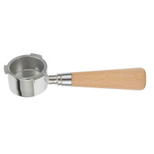 Porte-filtre sans fond à 3 oreilles pour machine à café Delonghi, poignée en hêtre, 54 mm