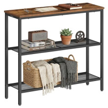 VASAGLE Console Table, Steel and Particleboard Narrow Hallway Table, 80 x 24 x 81.2 cm, Rustic Brown, for Entryway Living Room and Behind Sofa, Dacey