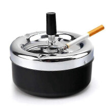 Extra großer, drehbarer, aschefreier Chrom-Aschenbecher | Premium-Windschutz-Aschenbecher