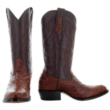 Soto Boots Men's Ostrich Print Cowboy Boots H7002 Brown Size: 6.5 UK