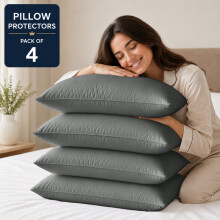 (Pack of 4, Grey) Pillow Protectors 50x75cm - 100% Microfiber Pillowcovers- Washable & Anti Allergic Designed for All Pillows