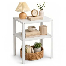 SUNNYNEST 3 Tier Side End Table Nightstand Coffee Tables Storage Bedside Office Living Room Bedroom Small Narrow Space Sofa Table (White)