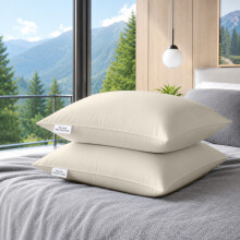 (Pack of 2, Cream) Pillow Protectors 50x75cm - 100% Microfiber Pillowcovers- Washable & Anti Allergic Designed for All Pillows