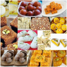 Pure Fresh Authentic Indian Sweets Mithai Ladoo, Kaju Barfi, Soan Papri, Baklawa, Rasgulla, Gulab Jamun, Ras Malai for Celebrate Any Occassion (Mix