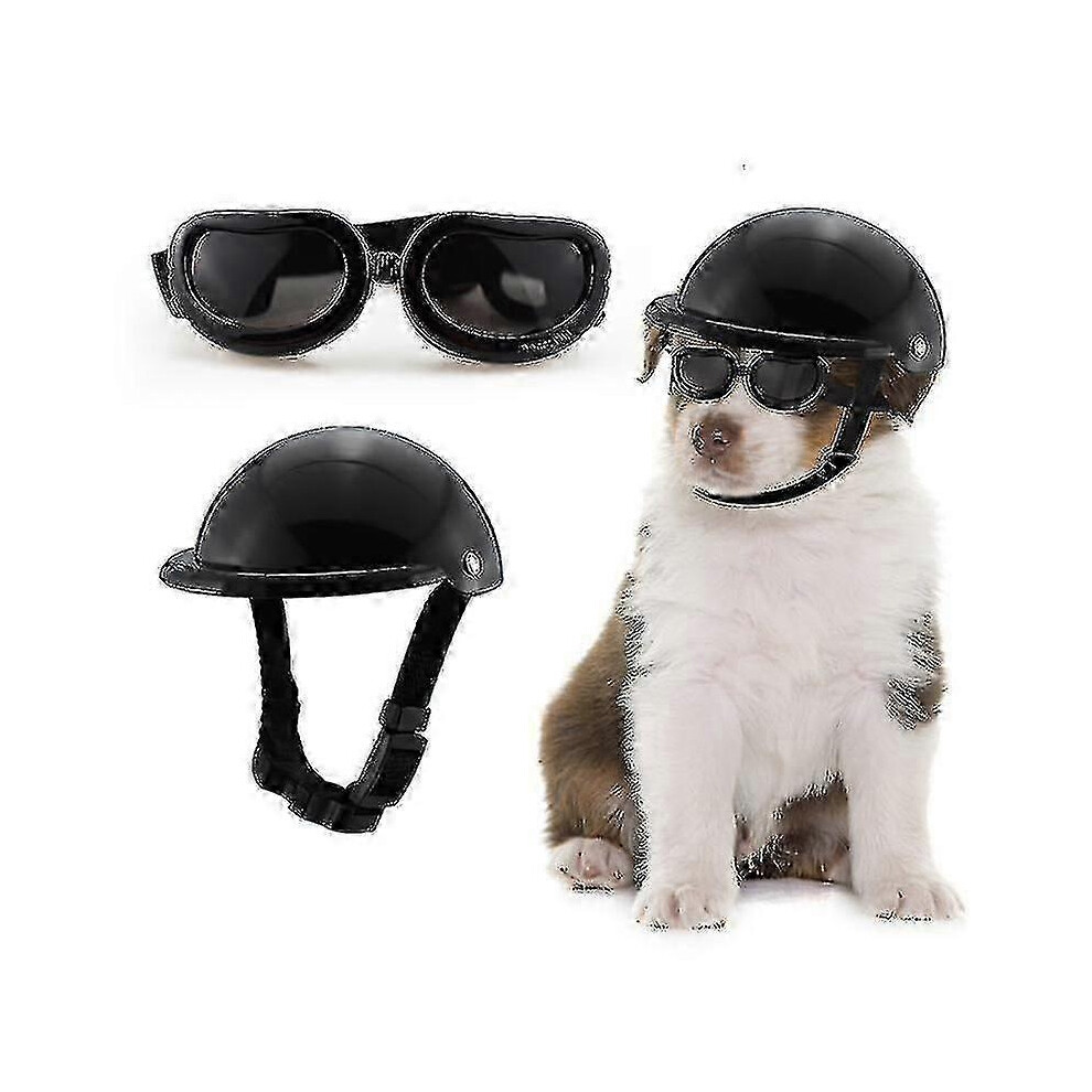 Dog Helmet Goggles Set Pet Helmet Sunglasses Dogs Adjustable Dog Motorcycle Safety Hat S 9366410809024