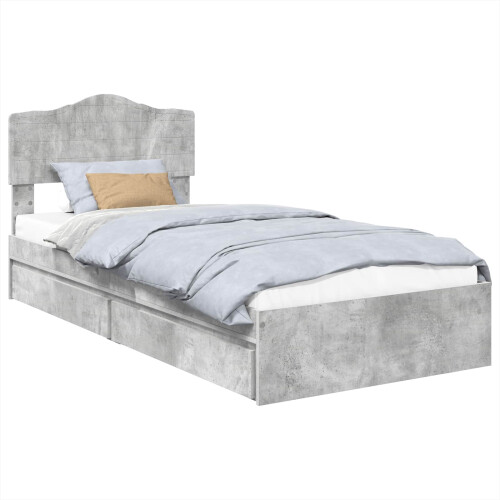 VidaXL vidaXL Storage Bed Concrete Grey 90 x 190 cm Engineered Wood 1
