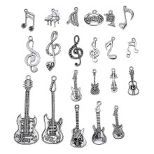 3 Packs Music Note Guitar Hanging Pendant Mixed Instrument Charms DIY Making Accessories for Necklace Bracelet Earrings Antique Silver