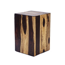 Brillibrum Design Side Table Made Of Real Wood Wooden Stool Nature Driftwood Square Wooden Block 45 cm Height Garden Block Wooden Block Bedside Table