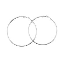 Silver 5cm large earrings without ear holes, mosquito coil, ear clip, large circle, square round face earrings