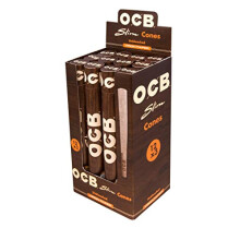 OCB Slim Cones Unbleached Virgin Paper 12 x Pack of 3, Brown, Small