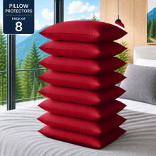 (Pack of 8, Red) Pillow Protectors 50x75cm - 100% Microfiber Pillowcovers- Washable & Anti Allergic Designed for All Pillows
