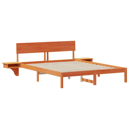 VidaXL vidaXL Bed Frame with Headboard Wax Brown 150 x 200 cm Solid Pine Wood 1