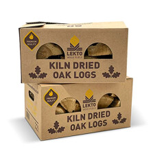Lekto Woodfuels 9 Boxes of Kiln Dried Oak Logs | 80 KG | Perfect for Pizza Ovens and Fire Pits| Chunky Logs | 25cm Long | Plastic Free Packaging |