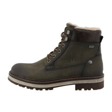 MUSTANG - Khaki ankle boots with a low cut heel with a zip and round laces, Green, 7.5 UK