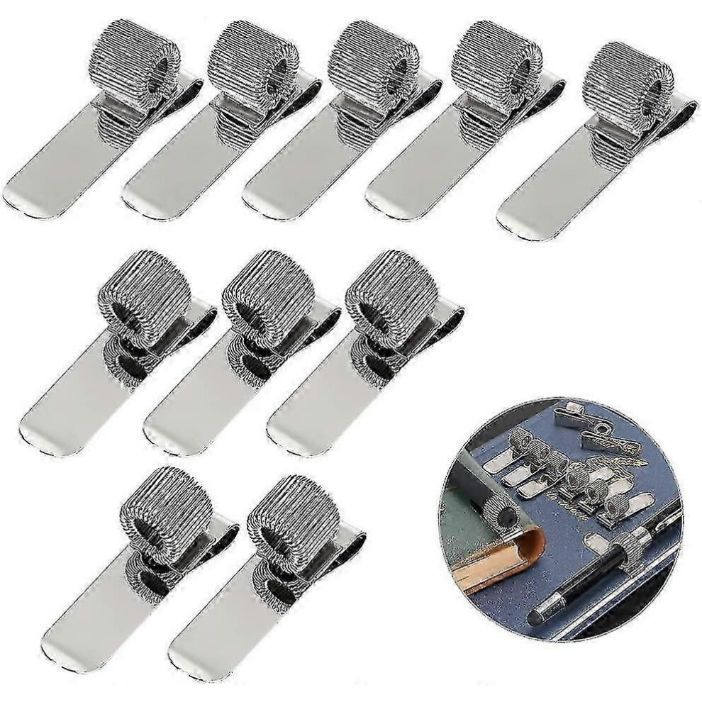 Stainless Pen Holder Clip For Notebook And Clipboard With Spring 5 Top 5 Side 9366410641013