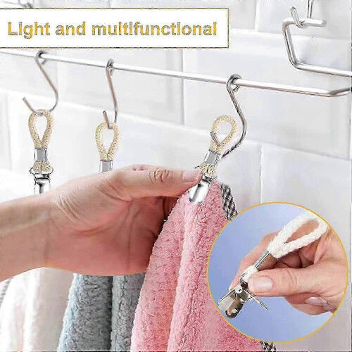 Multifunktionale Handtuchhalter aus gewebter Baumwolle mit Metallclips 2