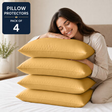 (Pack of 4, Ochre) Pillow Protectors 50x75cm - 100% Microfiber Pillowcovers- Washable & Anti Allergic Designed for All Pillows