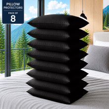 (Pack of 8, Black) Pillow Protectors 50x75cm - 100% Microfiber Pillowcovers- Washable & Anti Allergic Designed for All Pillows
