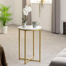 Seconique Dallas Side Table in Marble/Gold Effect