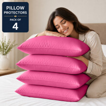 (Pack of 4, Pink) Pillow Protectors 50x75cm - 100% Microfiber Pillowcovers- Washable & Anti Allergic Designed for All Pillows