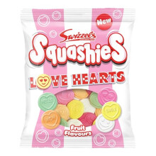 Swizzels Squashies Love Hearts 140g Single Pack - Chewy Retro Sweets, Perfect Soft Chews for Kids, Party Bags, Birthday Treats, Valentine, Hampers,