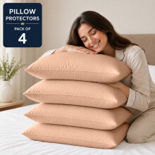 (Pack of 4, Peach) Pillow Protectors 50x75cm - 100% Microfiber Pillowcovers- Washable & Anti Allergic Designed for All Pillows