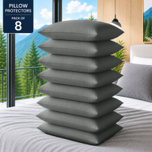(Pack of 8, Grey) Pillow Protectors 50x75cm - 100% Microfiber Pillowcovers- Washable & Anti Allergic Designed for All Pillows