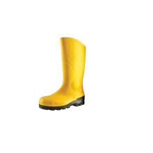 DUNLOP Devon - Unisex Full Safety Waterproof Wellington Work Boots, Yellow, S5 Certified Antistatic and Chemical Resistant PVC Wellies with Steel